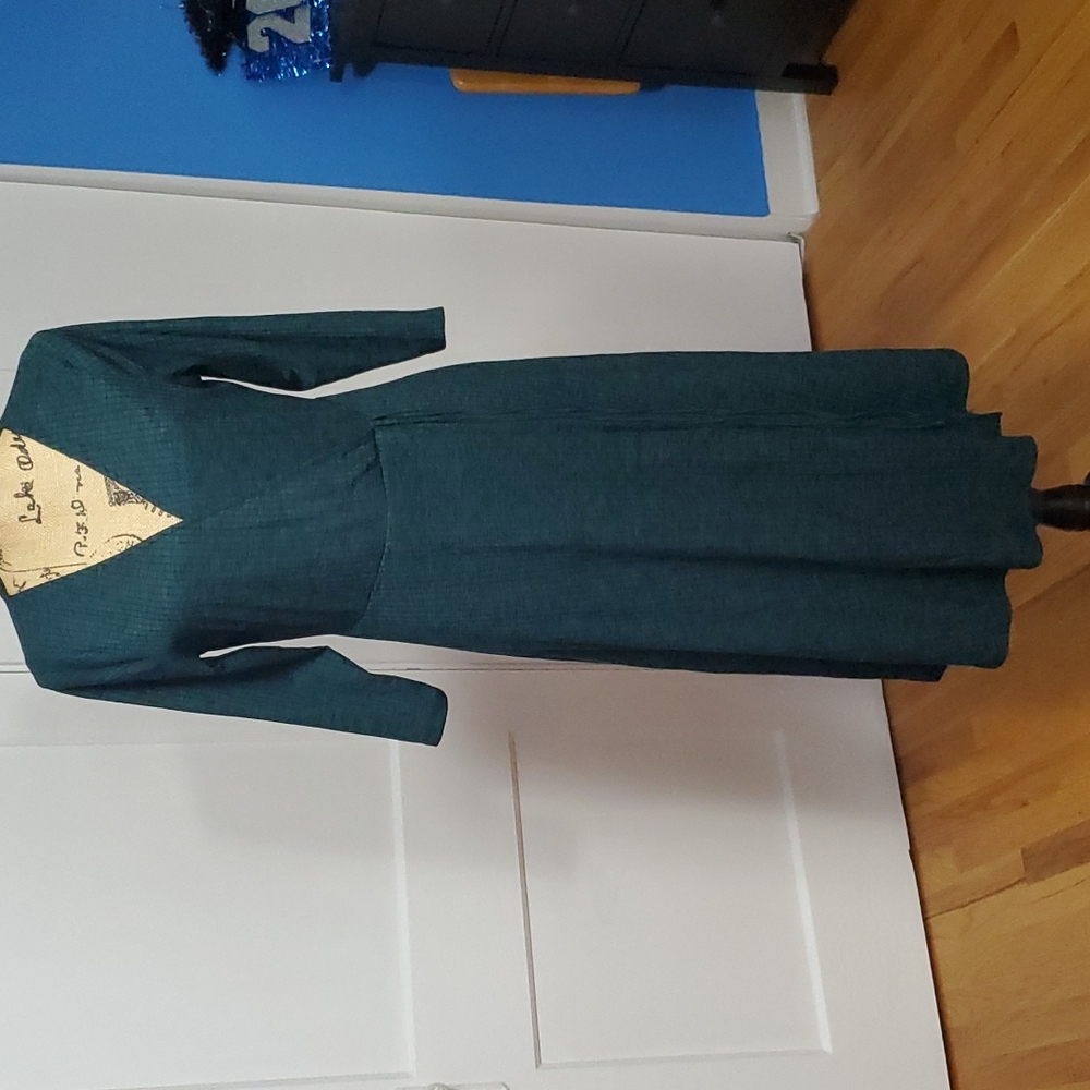 Torrid Dress A-Line Wrap Jersey Stretch Lagenlook Modest Blue Size 00 M/L